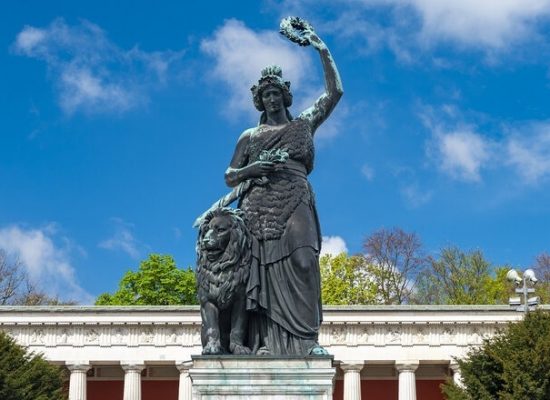 Munich's Famous Bavaria Statue at Theresienwiese where Oktoberfest takes place